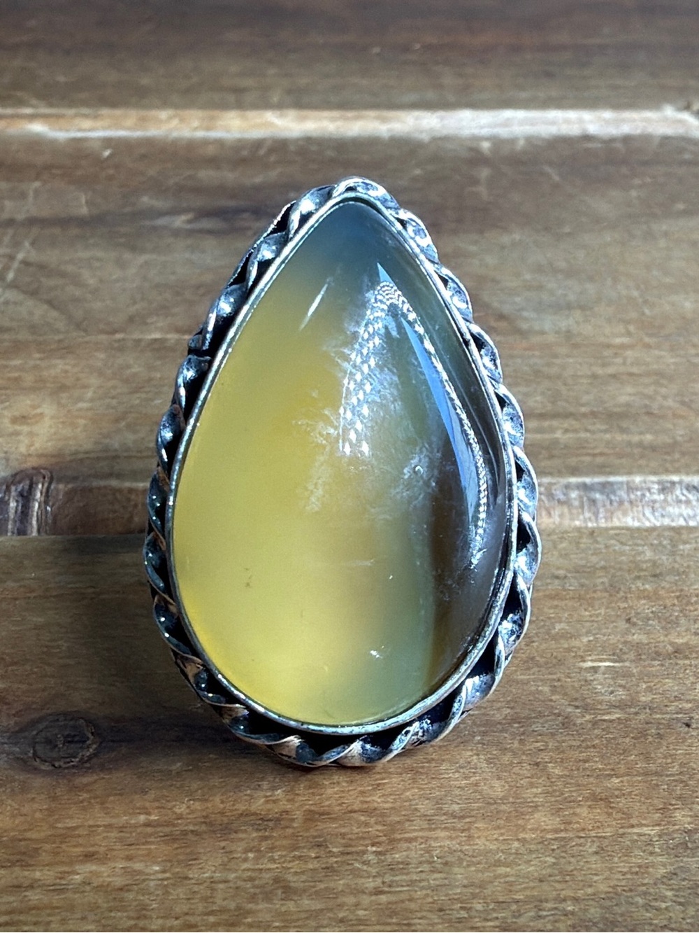 Southwestern Agate Gemstone Ring Size 8.5 925 Silver Vintage Bohemian Western